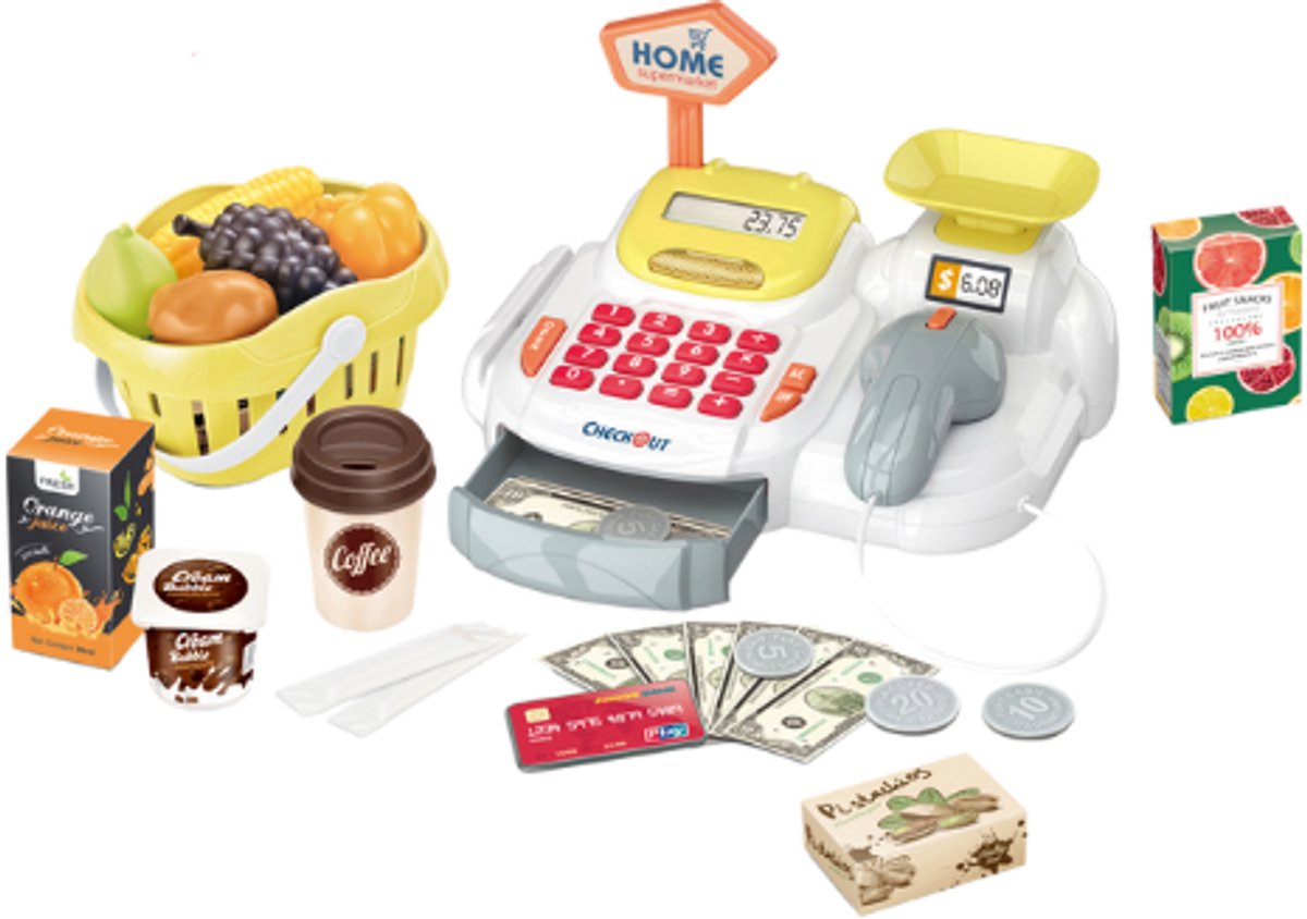   Speelgoed Kassa en Mandje - Met licht en geluid | 36-delig